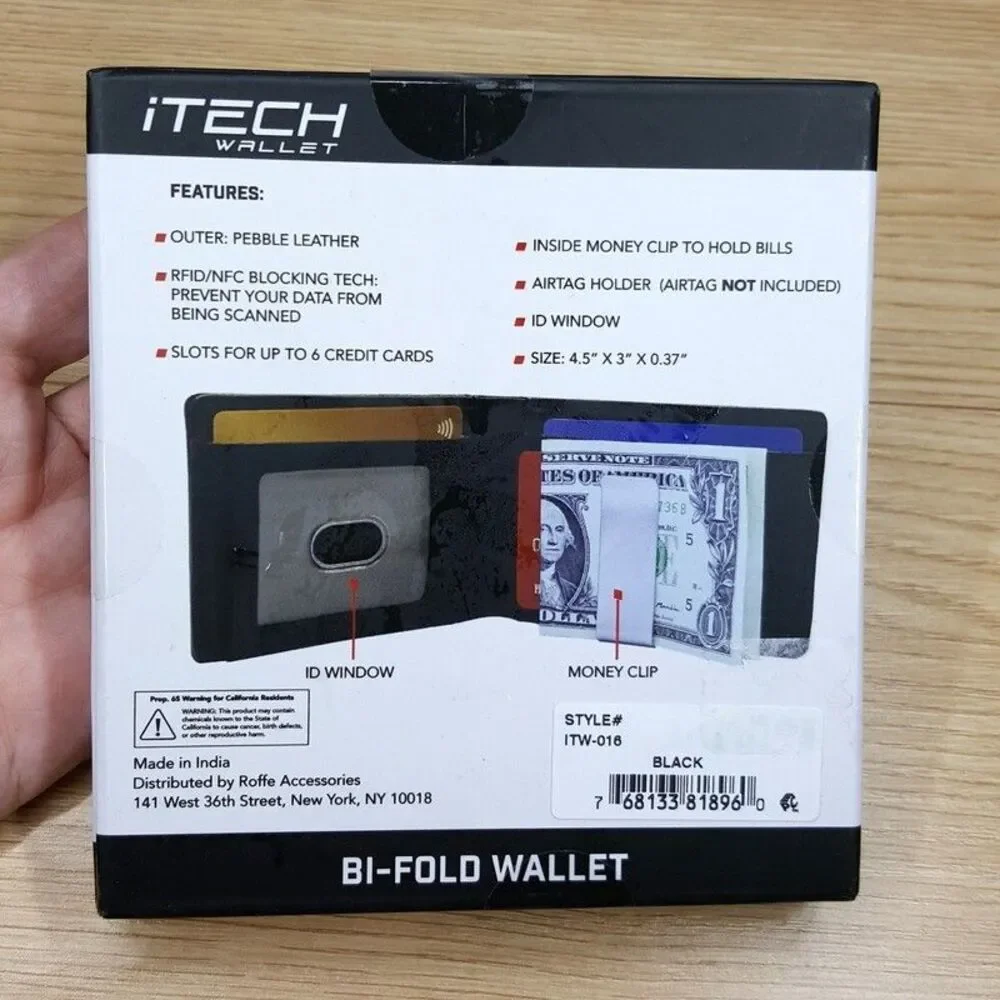 iTECH Mens Bifold Wallet Pebble Leather Money Clip RFID $50